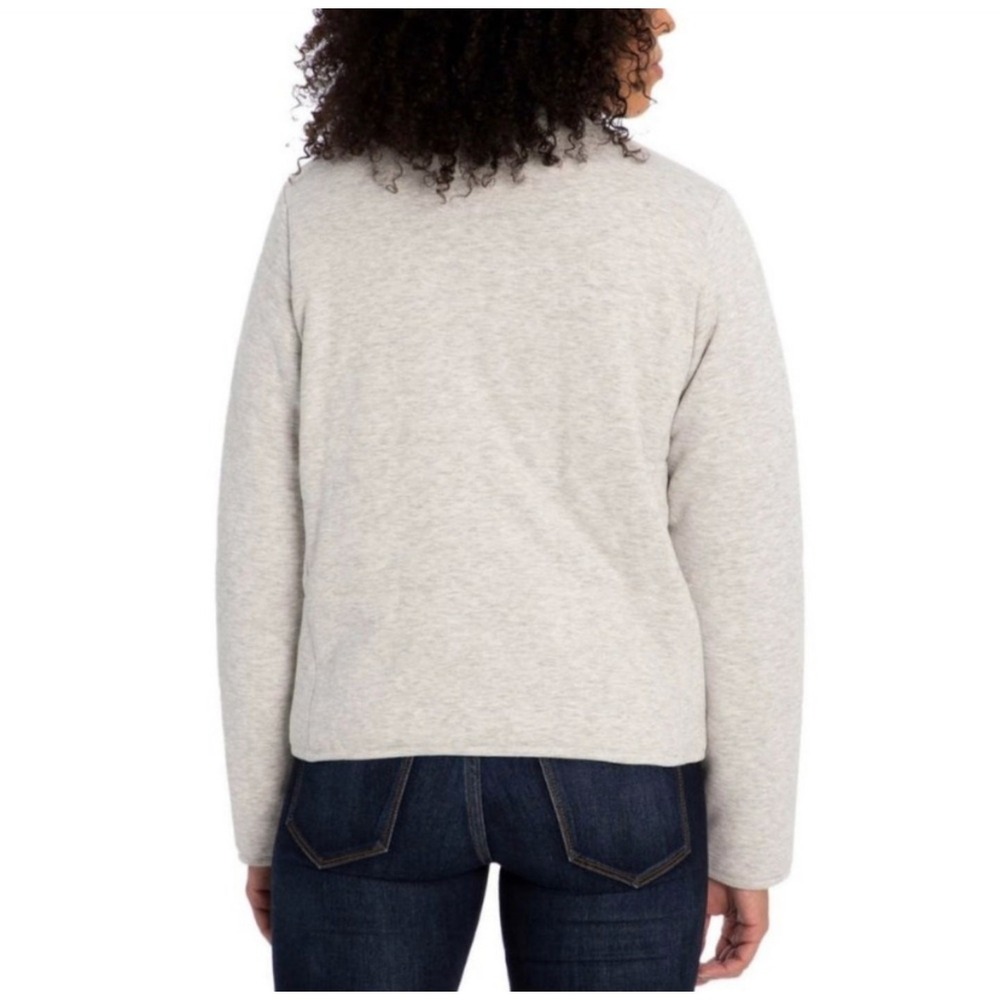 Three Dots Knit Puffer Jacket Full Zip Womens Sz XL Oatmeal‎ Cream Zip Pockets - Picture 4 of 15
